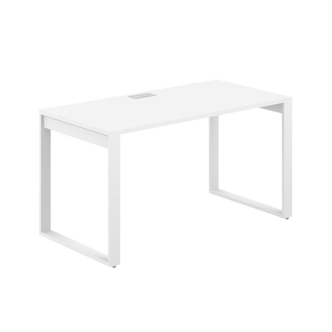 AG.107.WH.L.72.WH  / Стол 1200х800х750  / профиль О-образный: 70х20 белый; лючок: серебро; столешница: белый