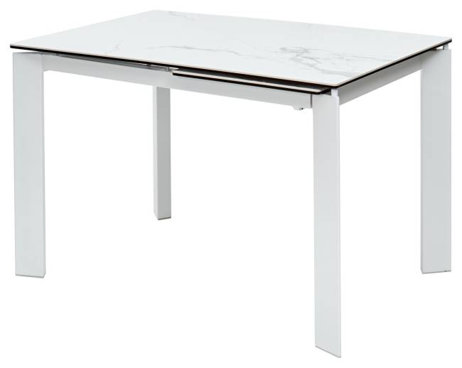 Стол КОРНЕР (CORNER) 120 цвет БЕЛЫЙ МРАМОР (HIGH GLOSS STATUARIO) керамика, стекло/ БЕЛЫЙ, ®DISAUR