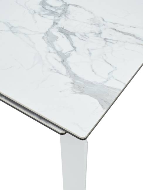Стол КОРНЕР (CORNER) 120 цвет БЕЛЫЙ МРАМОР (HIGH GLOSS STATUARIO) керамика, стекло/ БЕЛЫЙ, ®DISAUR