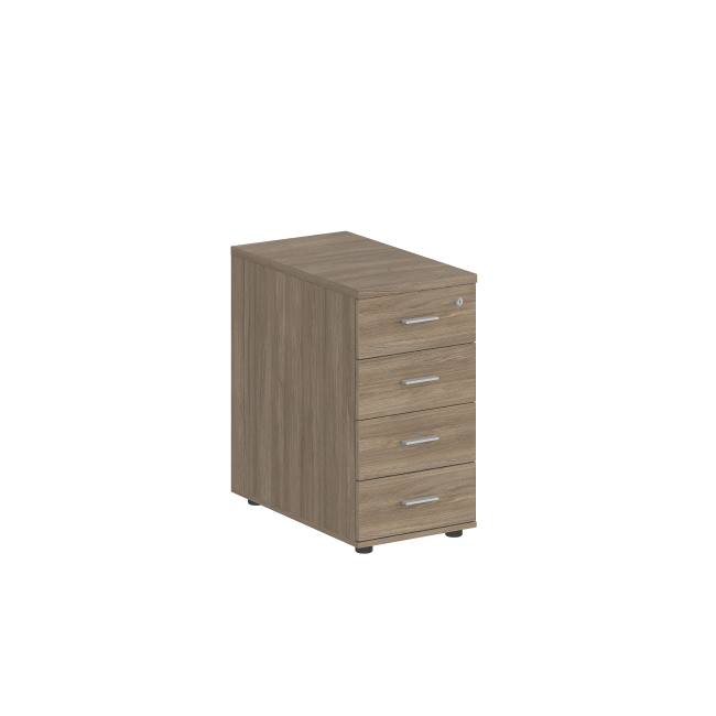 SG.523.OD.OD.M / Тумба приставная 400х800х725 с 4 ящ.(метаб), с замком без топа / корпус: дуб темный; фасады: дуб темный