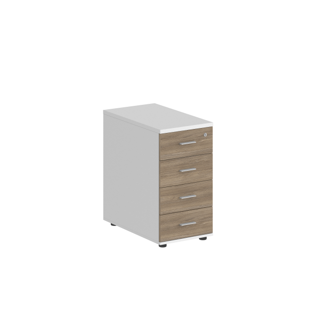SG.523.WH.OD / Тумба приставная 400х800х725 с 4 ящ., с замком без топа / корпус: белый; фасады: дуб темный