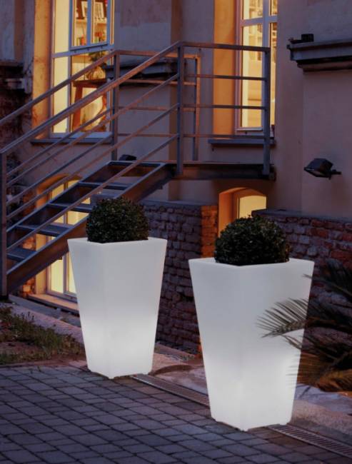 Кашпо пластиковое светящееся Y-Pot Lighting белый 410x410х740 мм