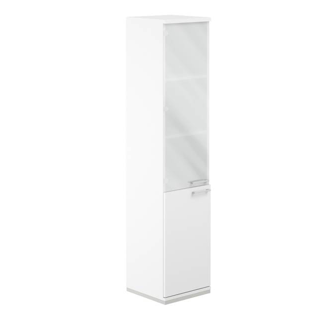 AG.209.WH.WH.WH.GL.L / Шкаф 5 ур. 400х400х1833 со стеклом / корпус: белый, топ/дно: белый, фасады: белый, стекло