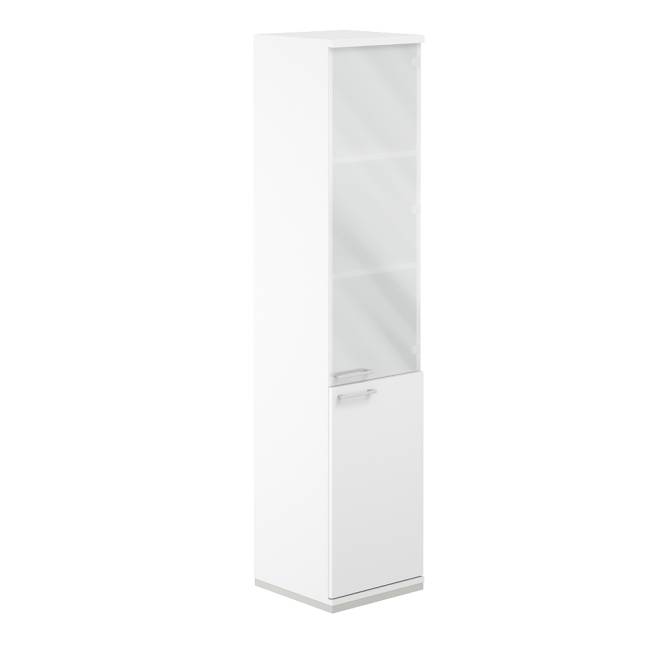 AG.209.WH.WH.WH.GL.R / Шкаф 5 ур. 400х400х1833 со стеклом / корпус: белый, топ/дно: белый, фасады: белый, стекло