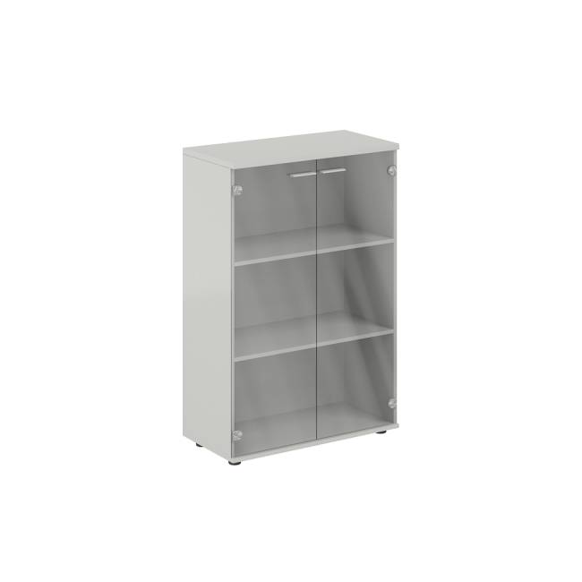 SG.813.SH.GL / Шкаф средний 800х400х1200, 2-х дв., з.ст ЛДСП / корпус: серый бархат; фасады: стекло прозр.